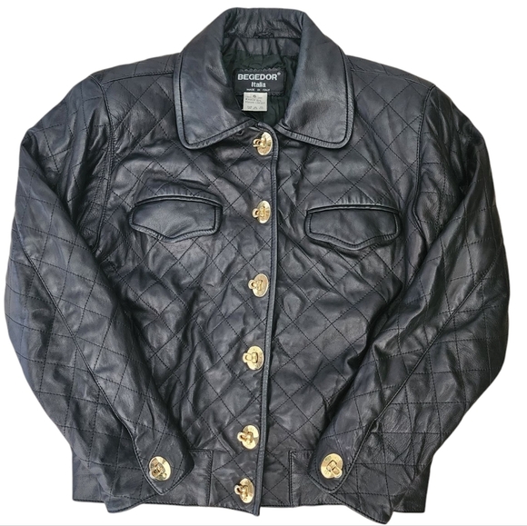 begedor Jackets & Blazers - BEGEDOR vintage italian leather biker jacket, black, size 6